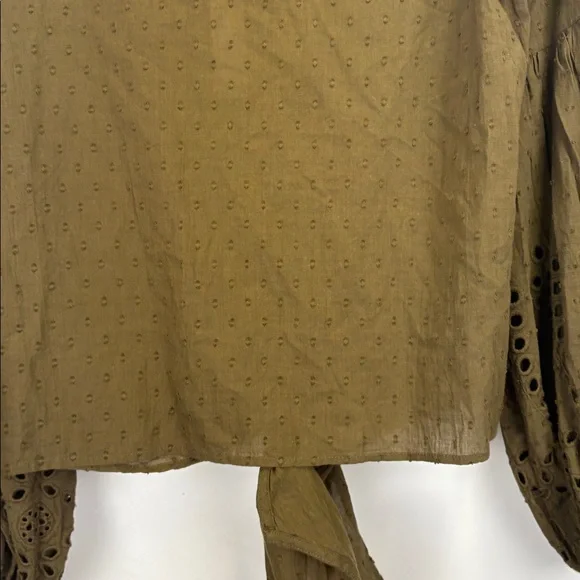 NEW Lovestitch Boho Front Tie V-Neck Long Sleeve Top Womens Size S Olive NWT - Picture 9 of 9